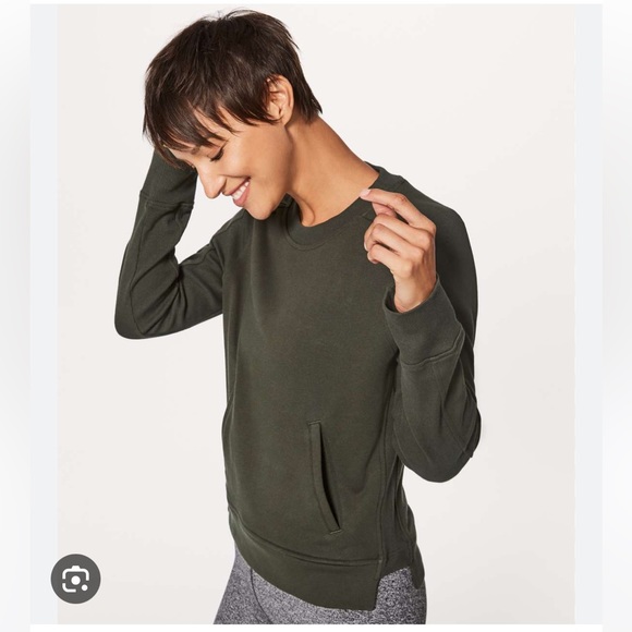 Lululemon Press Pause Crew Dark Olive - Picture 1 of 4